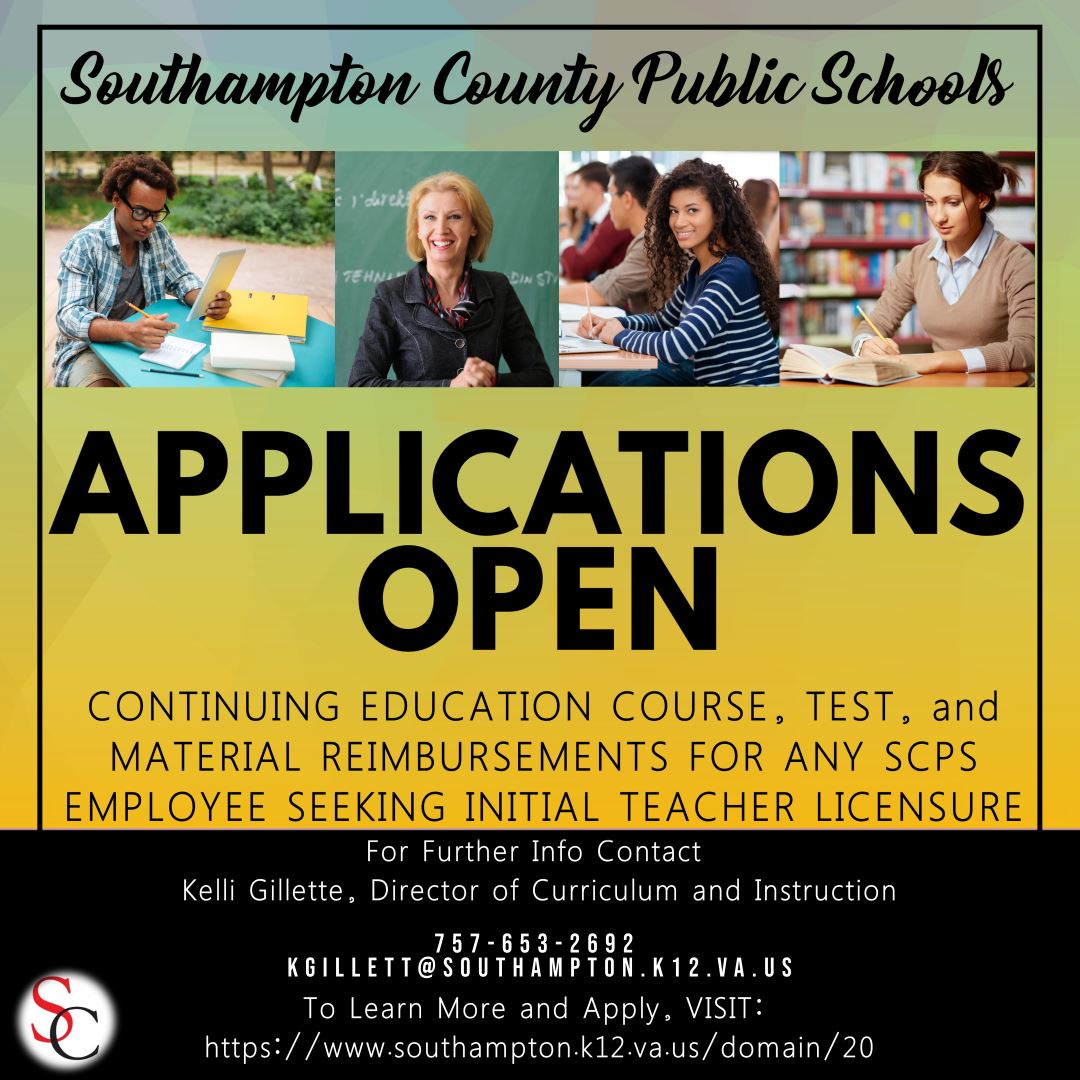 Applications open for course, test, and materials reimbursements for initial licensure